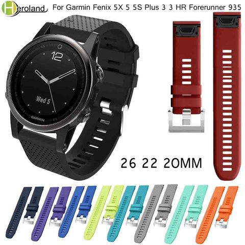 Correa de silicona para reloj Garmin Fenix, correa de silicona para reloj Garmin Fenix 5X 5 5S Plus 3 3HR 935, correa de pulsera inteligente Easyfit de 26, 22 y 20MM ► Foto 1/6