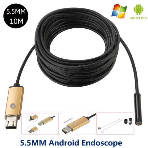 Teléfono Android endoscopio impermeable boroscopio Micro USB cámara de Video de inspección de 5,5mm de la lente de 5/10M 6 LED 640*480 Hd para Smartphone ► Foto 1/6