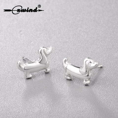 Cxwind-pendientes con huella de perro salchicha para mujer, joyería pendiente de corazón ► Foto 1/6