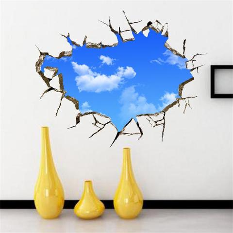 Pegatina de nubes para pared en 3D para habitación de niños, calcomanía de techo para pared, decoración del hogar, Mural de soladura artística autoadhesiva, color azul cielo y blanco, nuevo ► Foto 1/6