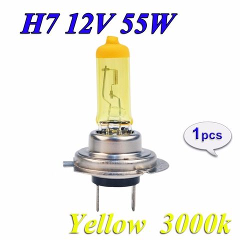 Hippcron-bombilla halógena H7 para faro delantero de coche, lámpara de cristal de cuarzo, 12V, 55W, 3000K, color amarillo, 1 unidad ► Foto 1/6