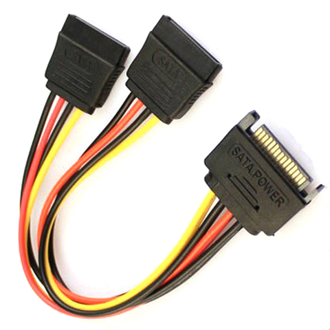 Alta calidad caliente SATA 15Pin macho a 2 SATA 15 Pin hembra 15Pin de HDD Cable conector de divisor para PC ordenador ► Foto 1/1