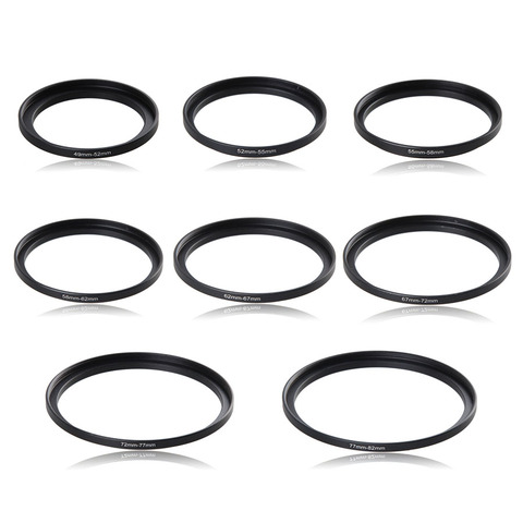 100 piezas roscado metálico anillo de aumento Filtro de lente de cámara adaptador 49mm-52mm-55mm-58mm-62mm-67mm-72mm-77mm-82mm filtro UV de montaje ► Foto 1/6