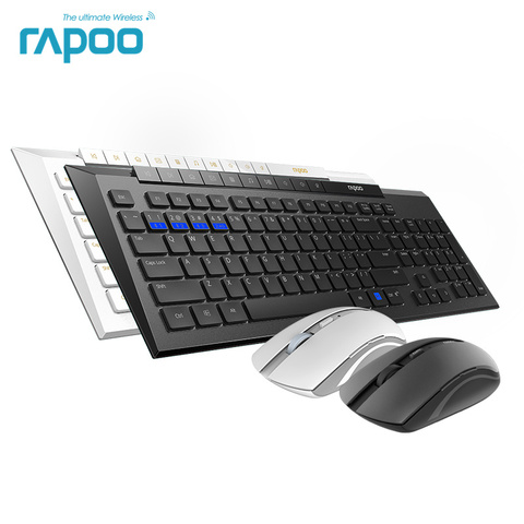 Nuevo Rapoo 8200 M multimodo silencioso inalámbrico teclado ratón Combos Bluetooth 3,0/4,0 RF 2,4G interruptor entre 3 dispositivos de conexión ► Foto 1/6