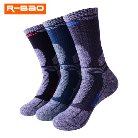 RB3322-calcetines de R-BAO para senderismo al aire libre, de rizo, gruesos, para mantener el calor, para correr, esquiar, escalar, Otoño e Invierno ► Foto 1/6