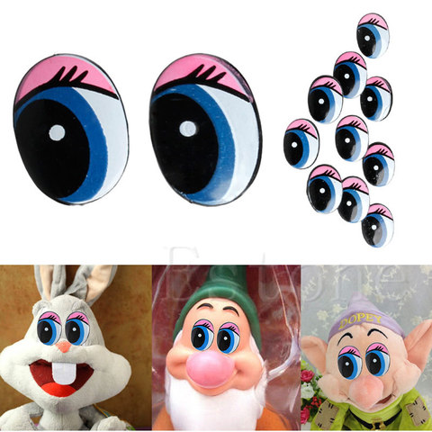 Marionetas de Ojos de juguete de plástico de seguridad ovalada azul, Ojos de muñecas, bricolaje, 24x18mm, 5 pares (10 uds) ► Foto 1/6