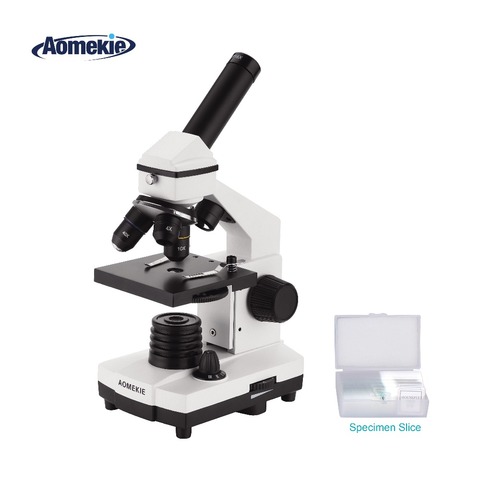 Microscopio biológico profesional AOMEKIE 64X-640X arriba/abajo LED estudiante ciencia educación laboratorio hogar Monocular microscopio regalo ► Foto 1/6