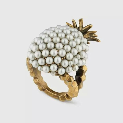 Rongho-anillos con forma de piña para mujer, diseño barroco Vintage, joyería, anillo con estilo dorado, bisutería de fruta 2022 ► Foto 1/6