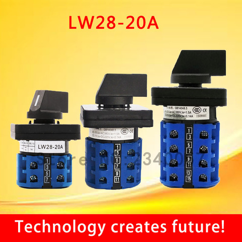 LW28-20A interruptor Universal 3 POSICIÓN 4/8/12/16/20 terminales rotativos cambio de cámara interruptor 550V 20A 1/2/3/4/5 nudos. ► Foto 1/1