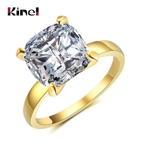 Kinel-anillo grande de circonia cúbica para mujer, sortija de boda, zirconia, circonita, zirconita, zirconita, Color dorado, 2022 ► Foto 1/6