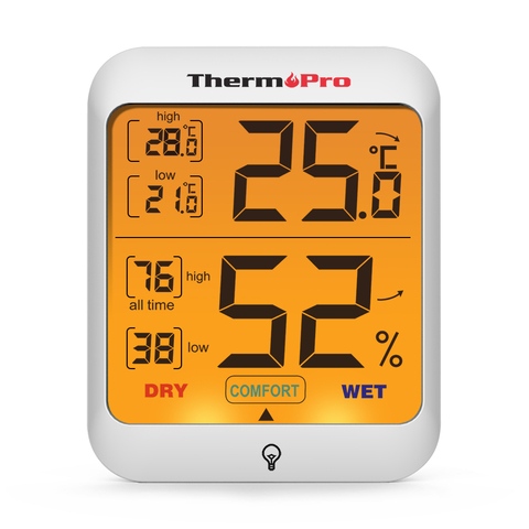 Termómetros de interior digitales Thermopro TP53 e higrómetros termómetro de habitación con estación meteorológica y humedad con luz trasera táctil ► Foto 1/6