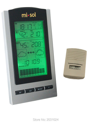 Estación Meteorológica Inalámbrica con sensor de temperatura y humedad para exteriores, pantalla LCD, barómetro, envío gratis ► Foto 1/5