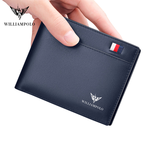 Williams-cartera de negocios de cuero genuino para hombre, billetera plegable para tarjetas de crédito, portadores de identificación, monedero con bolsillos, novedad ► Foto 1/6