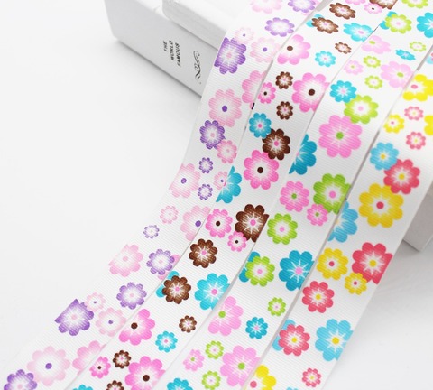 Cinta grogrén con estampado de flores, 1 pulgada, 25mm, multicolor, mariposa, 100% poliéster, para bricolaje, lazos para el pelo, accesorios para manualidades ► Foto 1/6