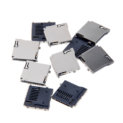 TransFlash TF, adaptador de enchufe de tarjeta Micro SD, conector PCB automático, tipo Push-Push, 10 Uds. ► Foto 1/5