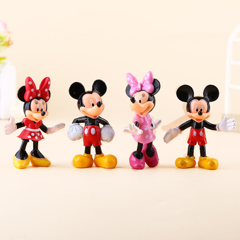 4 unids/lote Disney acción y figuras de juguete lindo Mickey Minnie de Anime de dibujos animados DIY móvil teléfono muñeco para llavero Mini Decoración ► Foto 1/5