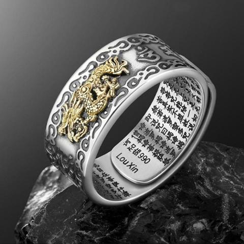 Pixiu encantos anillo de Feng Shui amuleto de la suerte y la fortuna abierto Ajustable budista anillo joyería para Mujeres Hombres regalo ► Foto 1/6
