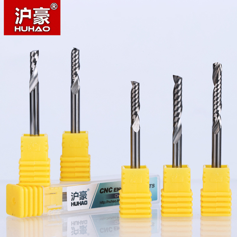 HUHAO 1PC 4mm one Flute Spiral Cutter router bit CNC end mill For MDF carbide milling cutter tugster steel router bits for wood ► Foto 1/6