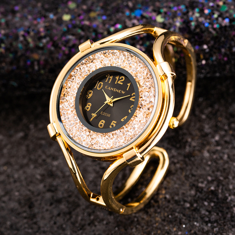 Relojes de marca de lujo con diamantes de imitación para mujer, pulsera de acero inoxidable, relojes de oro de cuarzo para mujer ► Foto 1/6