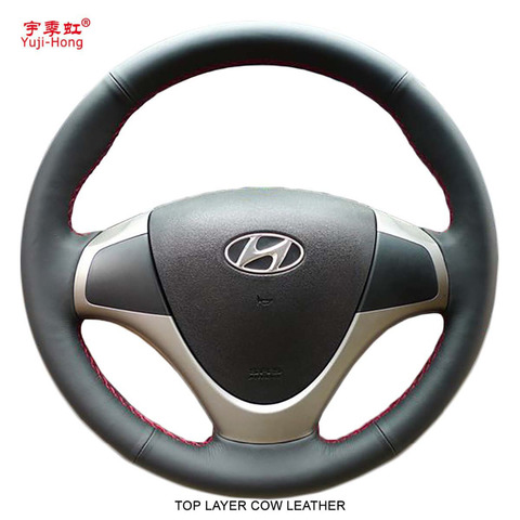 Yuji-Hong capa superior de cuero genuino de vaca cubiertas de volante de coche para Hyundai i30 2009 cosido a mano coche cubierta de diseño ► Foto 1/4