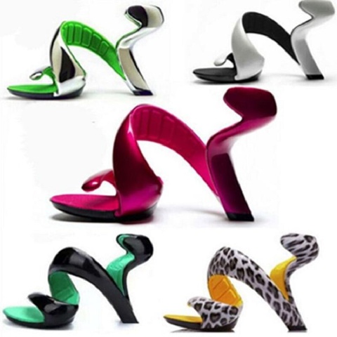 Las mujeres abierto el dedo cortado extraño de tacón alto sandalias de moda Sexy de forma de serpiente zapatos de a WYP 160405 ► Foto 1/6