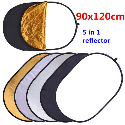CY 90x120cm 5 en 1 portátil plegable oval Multi-disco de luz photo studio Reflector fotografía accesorios de fotografía ► Foto 1/6