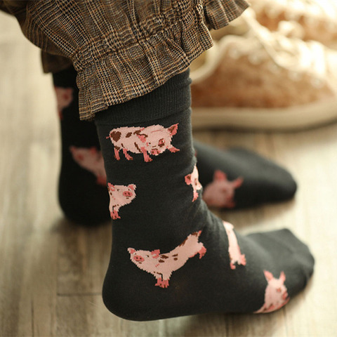 Calcetines divertidos Harajuku de estilo japonés con diseño de perro de dibujos animados, calcetines bonitos de algodón para mujer, modernos calcetines de patineta Hipster con diseño artístico de animales para mujer ► Foto 1/6
