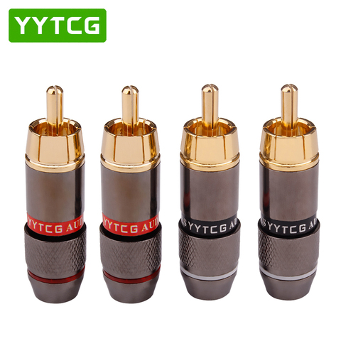 YYTCG-Conectores de Audio RCA, conector chapado en oro, cabeza de loto, soporte de vídeo, Cable de 6mm, adaptador de enchufe macho, Cables Hifi, 4 Uds. ► Foto 1/6