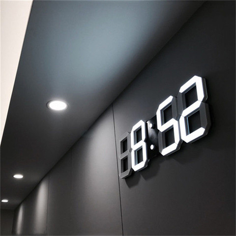 Reloj de pared LED 3D de diseño moderno, reloj de mesa Digital con alarma y luz nocturna, reloj de pared para decoración del hogar y la sala de estar ► Foto 1/6