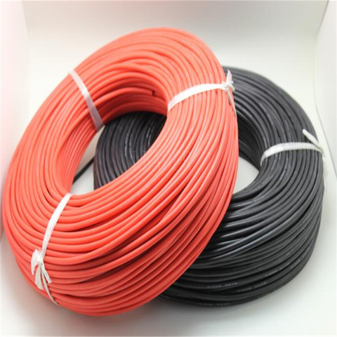 Cable de goma de silicona supersuave y Flexible, rollo de 14 calibres (AWG), 100 metros, negro/rojo ► Foto 1/6