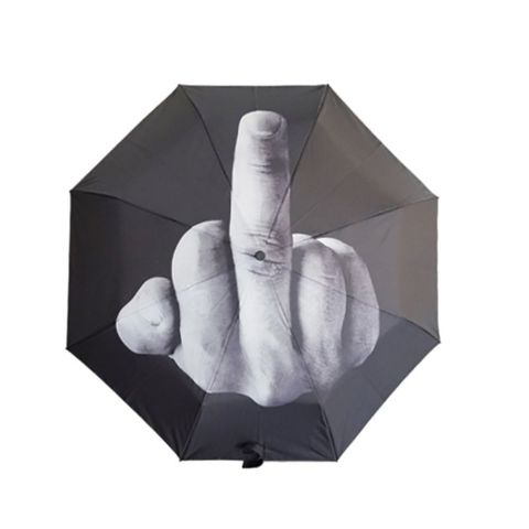 De las mujeres de lluvia paraguas Vertical medio dedo diseño divertido y soleado lluvia paraguas tres paraguas plegable negro paraguas con personalidad ► Foto 1/6