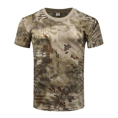 Los hombres de camuflaje combate táctico, camisa de manga corta, de secado rápido camiseta de camuflaje de caza al aire libre camisas ejército T camisa ► Foto 1/6