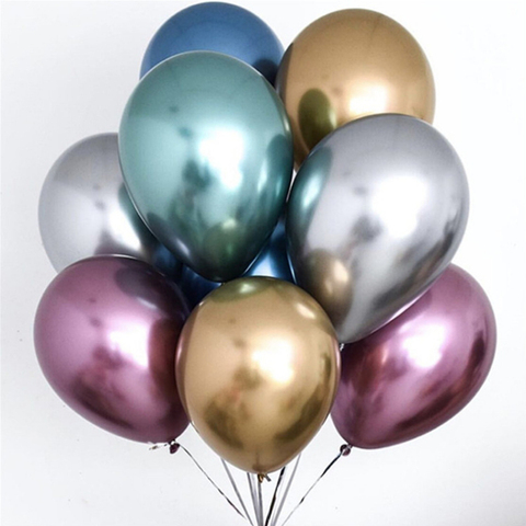 10 Uds. 12 pulgadas nuevo brillo Metal globos de latex efecto perla grueso cromado colores metálicos inflables bolas de aire globos de cumpleaños fiesta Decoración ► Foto 1/6