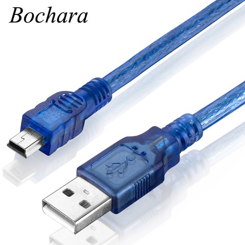 Bochara USB 2,0 tipo A macho A Mini 5P macho Mini 5P USB Cable de aluminio + blindaje trenzado azul 1,5 m 1,8 m 3m 5m 10m ► Foto 1/6