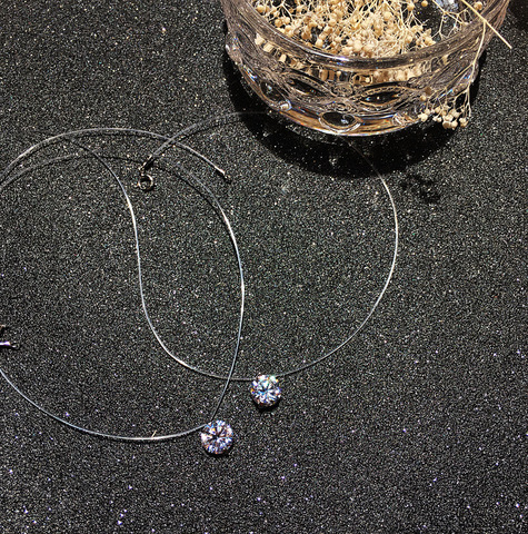 Verano 925 Plata estéreo transparente sedal stealth collar bola de nieve Cristal de austriaco cerraduras cadena regalo de San Valentín ► Foto 1/6