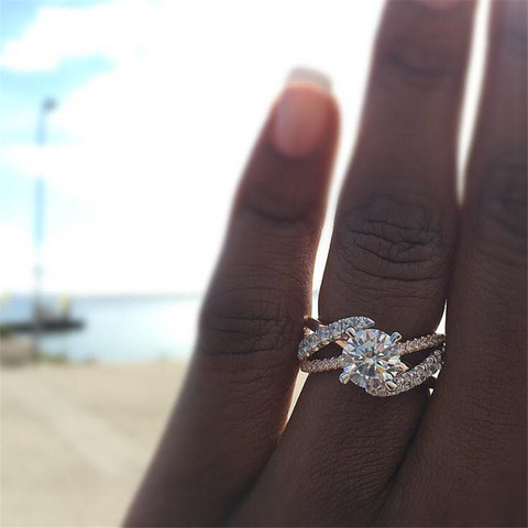 Nuevo 2022 anillos de boda cúbicos clásicos de cristal de alta calidad para mujeres oro rosa 2ct AAAA anillo de Zirconia blanca Dropshipping ► Foto 1/4