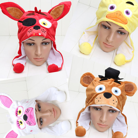 FNAF gorro de Peluche cinco noches en los juguetes de Peluche Freddy Fazbear Foxy sombrero invierno oreja caliente media cara máscara Peluche ► Foto 1/6