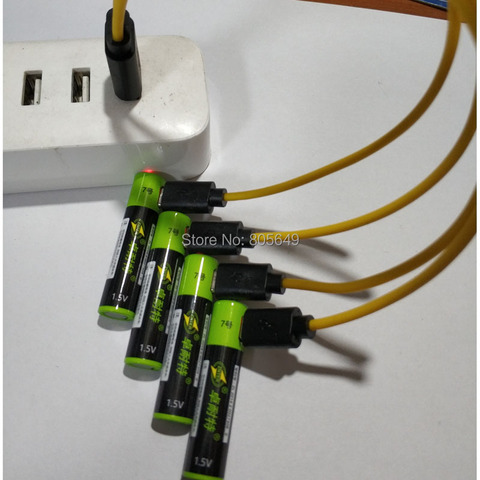 ZNTER-Batería de iones de litio recargable, 1,5 V, AAA, usb, 600mAh, li-po, 1 cable usb, 4 Uds. ► Foto 1/6