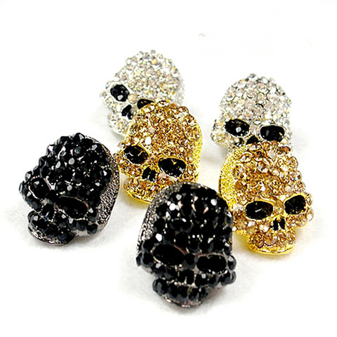 FishSheep Punk Rock cráneo de cristal de Stud pendientes para las mujeres de Color oro pendientes con piedra Brincos moda femenina joyería de calaveras ► Foto 1/6