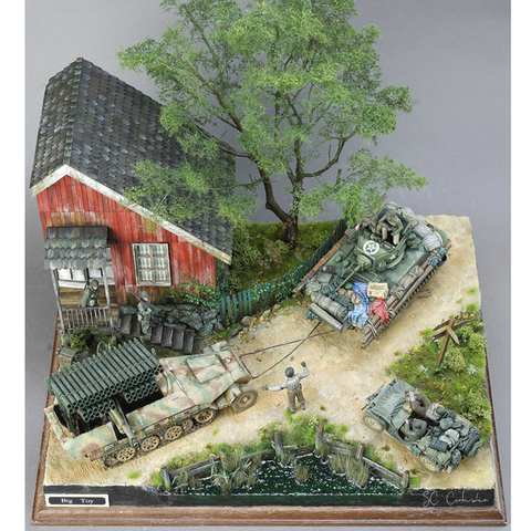1/35 escala de la Segunda Guerra Mundial soldado cabaña de madera arruinado esquina guerra casa modelo diseño DIY ► Foto 1/1