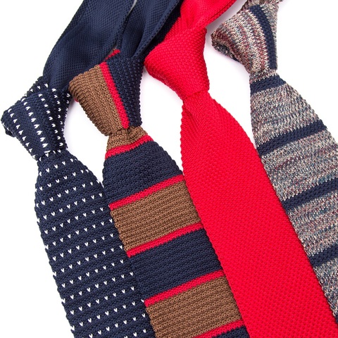 Los hombres de punto de triángulo a rayas corbata Normal esquina afilada corbatas para los hombres corbata flaco tejido clásico corbata de diseño ► Foto 1/6