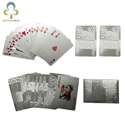 One Deck-cartas de póker plateadas, cartas de póker de plástico de estilo europeo, tarjetas a prueba de agua, buen precio, tablero de juegos de azar, GYH ► Foto 1/4