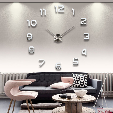 2022 envío gratis reloj nuevo reloj de pared Relojes Horloge 3d Diy pegatinas de acrílico espejo decoración del hogar sala de estar aguja de cuarzo ► Foto 1/6