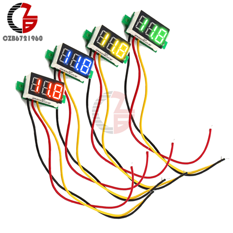 0,28 pulgadas DC LED voltímetro Digital 0-100V medidor de tensión de Auto móvil Detector de prueba de voltaje 12V rojo verde azul amarillo ► Foto 1/6