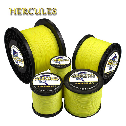 Hércules línea de pesca trenzada 8 hilos amarillo fluorescente 100 M 300 M 500 M 1000 M 1500 M 2000 M cable linha multifilamento para pesca ► Foto 1/6