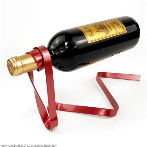 Estante de vino mágico de cinta suspendida, soporte de vino de suspensión, soporte de hierro para botella, barra de soporte, cuerda de seda de piedra de whisky de boda ► Foto 1/3