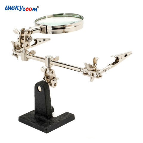 Luckyzoom 5X de soldadura a Lupa manual de vidrio con auxiliar Clip hierro eléctrico reparación Lupa de tercera mano de soldadura Lupa ► Foto 1/6