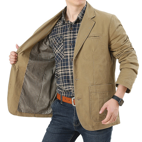 Blazers de algodón puro de negocios en el otoño de 2022, chaquetas de ocio para hombres jóvenes ► Foto 1/3