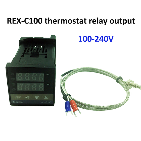 Controlador de temperatura digital REX-C100, salida de relé termostato + sensor termopar tipo K 48x48 1300C ► Foto 1/6