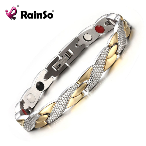 De Rainso Nuevo Magnética 4 Elementos de Atención Médica Pulseras y Brazaletes para Las Mujeres de Joyería de Moda de Acero Inoxidable 316L OSB-692GFIR ► Foto 1/6